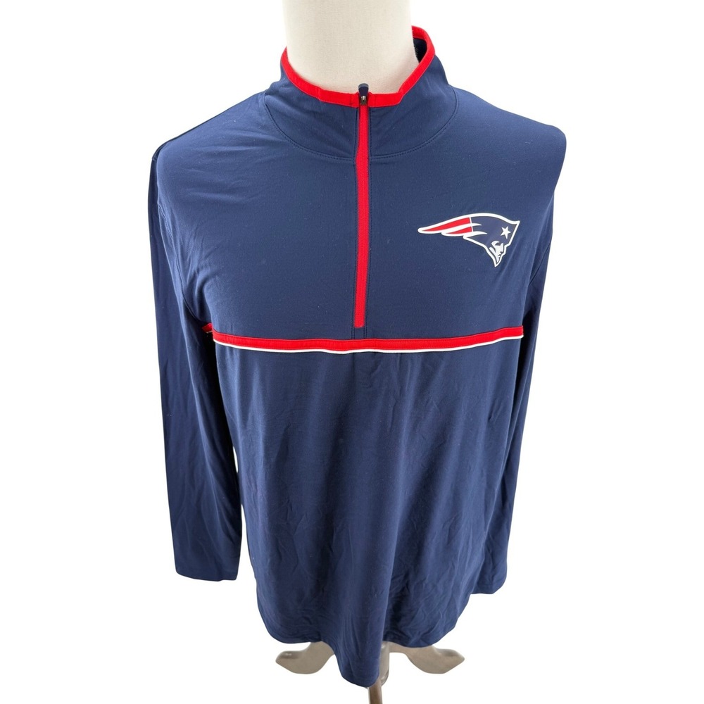 NFL Team Apparel New England Patriots Mens Large Navy Blue Quarter Zip Pullover